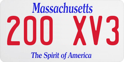 MA license plate 200XV3