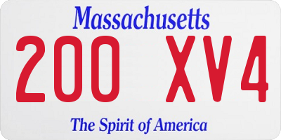 MA license plate 200XV4