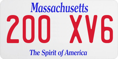 MA license plate 200XV6