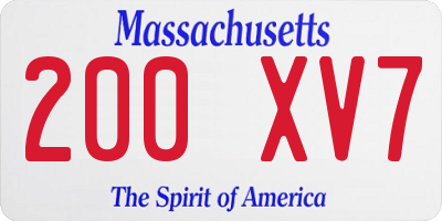MA license plate 200XV7