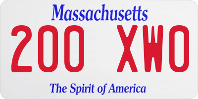 MA license plate 200XW0