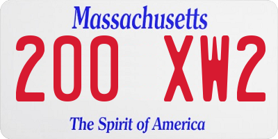 MA license plate 200XW2