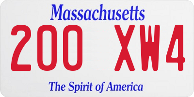 MA license plate 200XW4