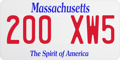 MA license plate 200XW5