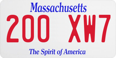 MA license plate 200XW7