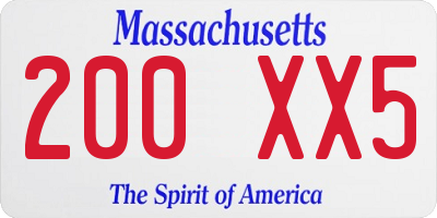 MA license plate 200XX5