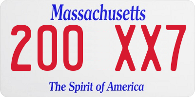 MA license plate 200XX7