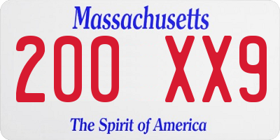 MA license plate 200XX9