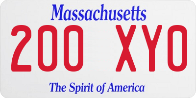 MA license plate 200XY0