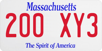 MA license plate 200XY3