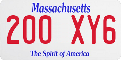 MA license plate 200XY6