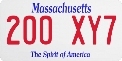MA license plate 200XY7