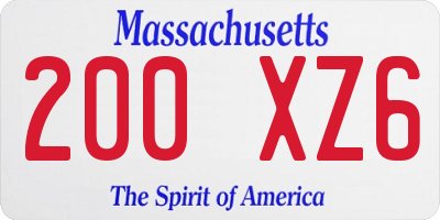 MA license plate 200XZ6