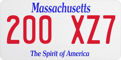 MA license plate 200XZ7