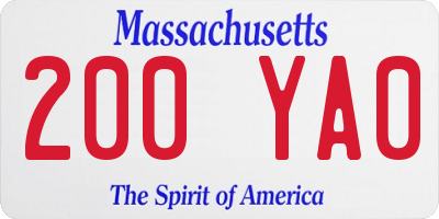 MA license plate 200YA0