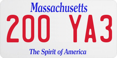 MA license plate 200YA3