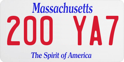 MA license plate 200YA7