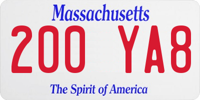 MA license plate 200YA8