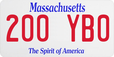 MA license plate 200YB0