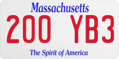 MA license plate 200YB3