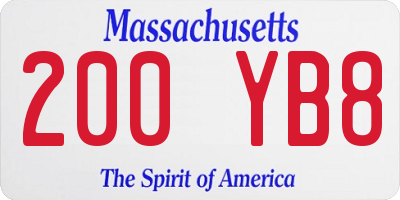 MA license plate 200YB8