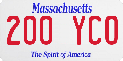 MA license plate 200YC0