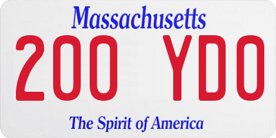 MA license plate 200YD0
