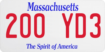 MA license plate 200YD3
