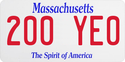 MA license plate 200YE0