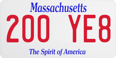 MA license plate 200YE8