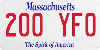 MA license plate 200YF0
