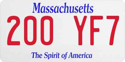 MA license plate 200YF7
