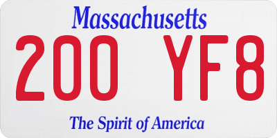 MA license plate 200YF8