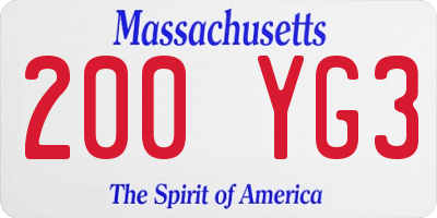 MA license plate 200YG3