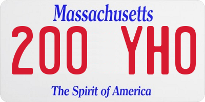 MA license plate 200YH0