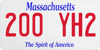 MA license plate 200YH2