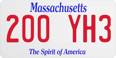 MA license plate 200YH3