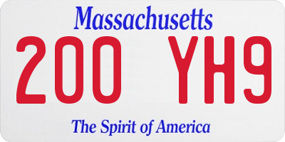 MA license plate 200YH9