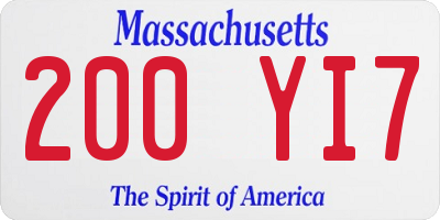MA license plate 200YI7