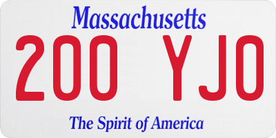 MA license plate 200YJ0