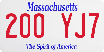 MA license plate 200YJ7