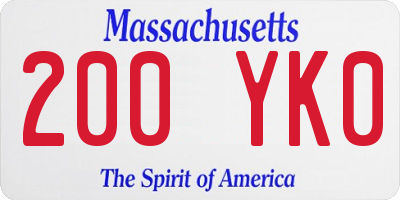 MA license plate 200YK0