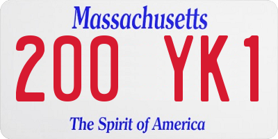 MA license plate 200YK1