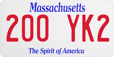 MA license plate 200YK2