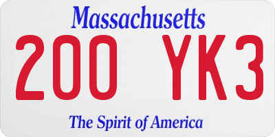 MA license plate 200YK3