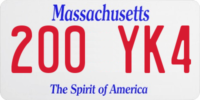 MA license plate 200YK4