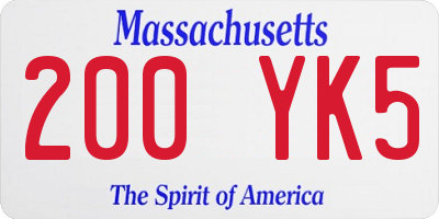 MA license plate 200YK5