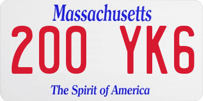 MA license plate 200YK6