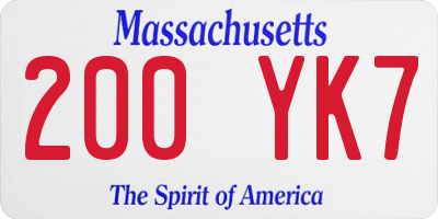 MA license plate 200YK7