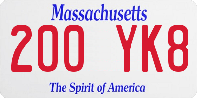 MA license plate 200YK8